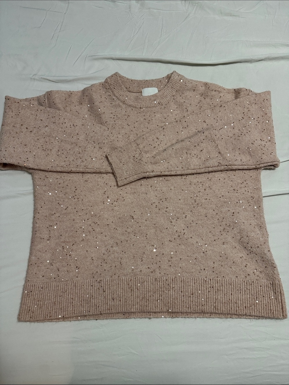 H&M Blush Pink Sequin Crewneck Sweater